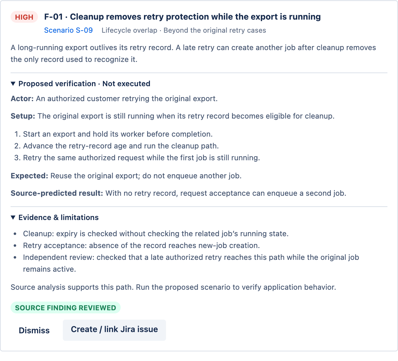 APP-42 cleanup and retry finding with source review and proposed verification
